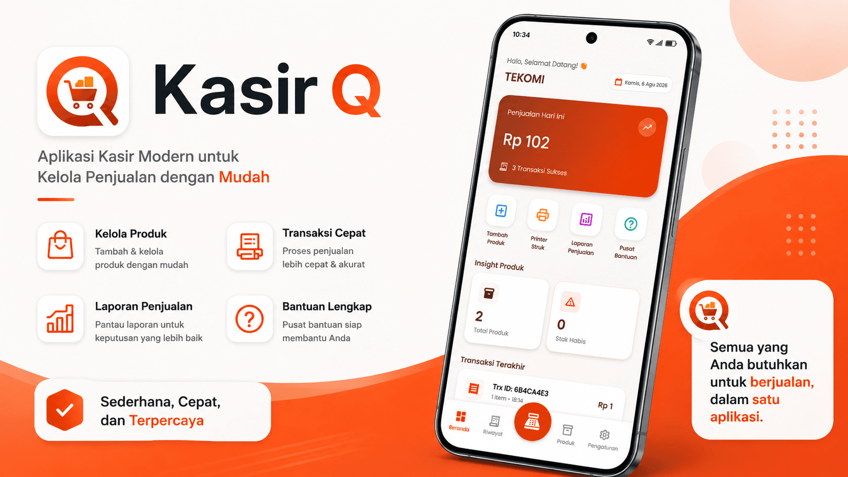 Kasir Q - Smart POS & Finance - Dashboard POS